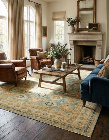 8' 11 x 11' 4 Hand Knotted Oushak Wool Rug