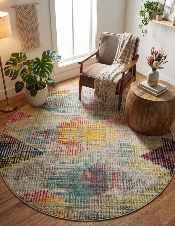 Detail image of  8' x 8'  Washable Theia Round Rug