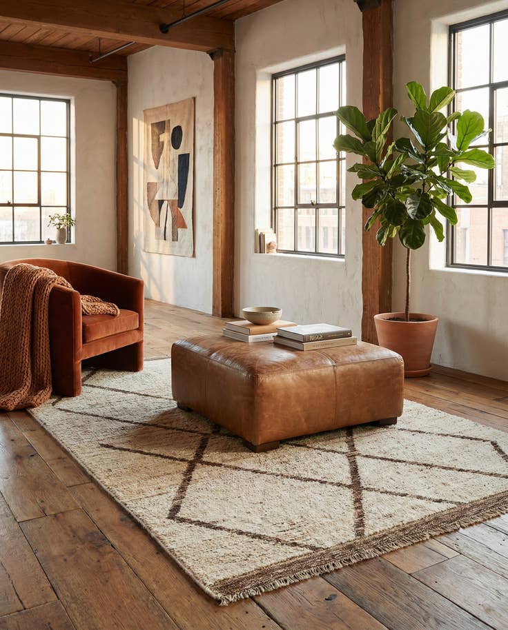 Detail image of 4' x 5' 10 Hand Knotted Moroccan Wool Rug