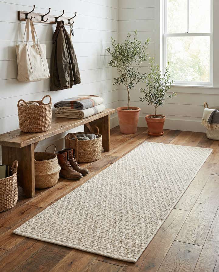 60cm x 185cm Handgewebt Lattice Wool Läufer Teppich