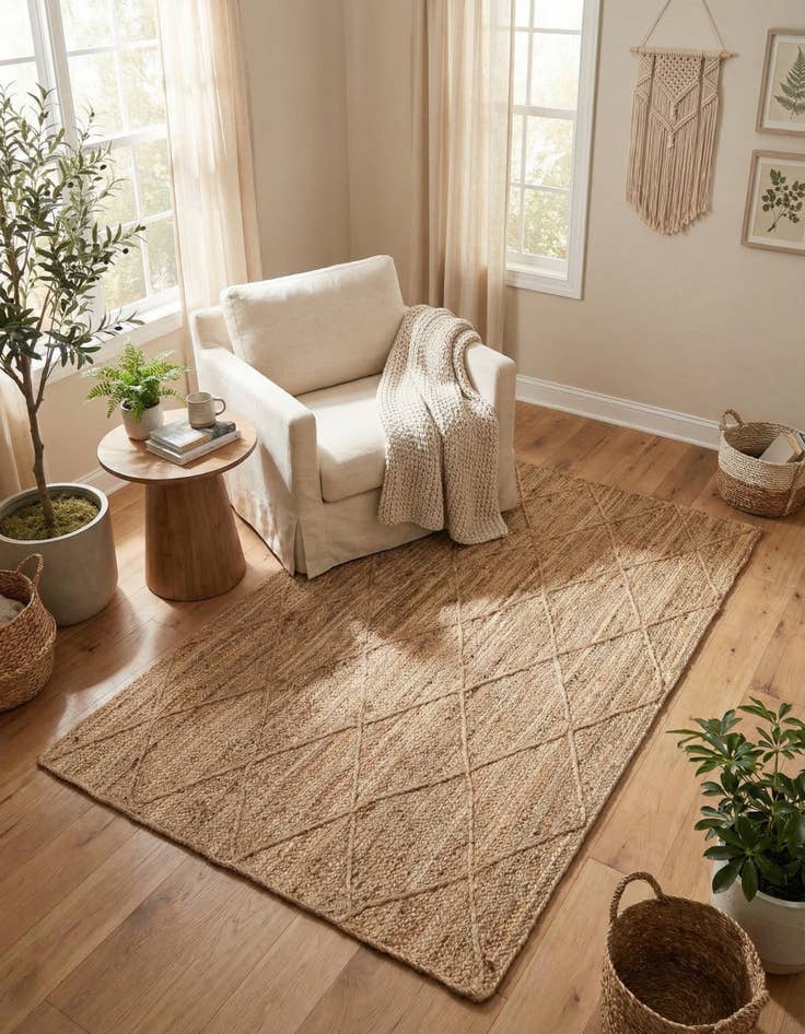 Detail image of 5' 1 x 8' Handmade Braided Jute Rug