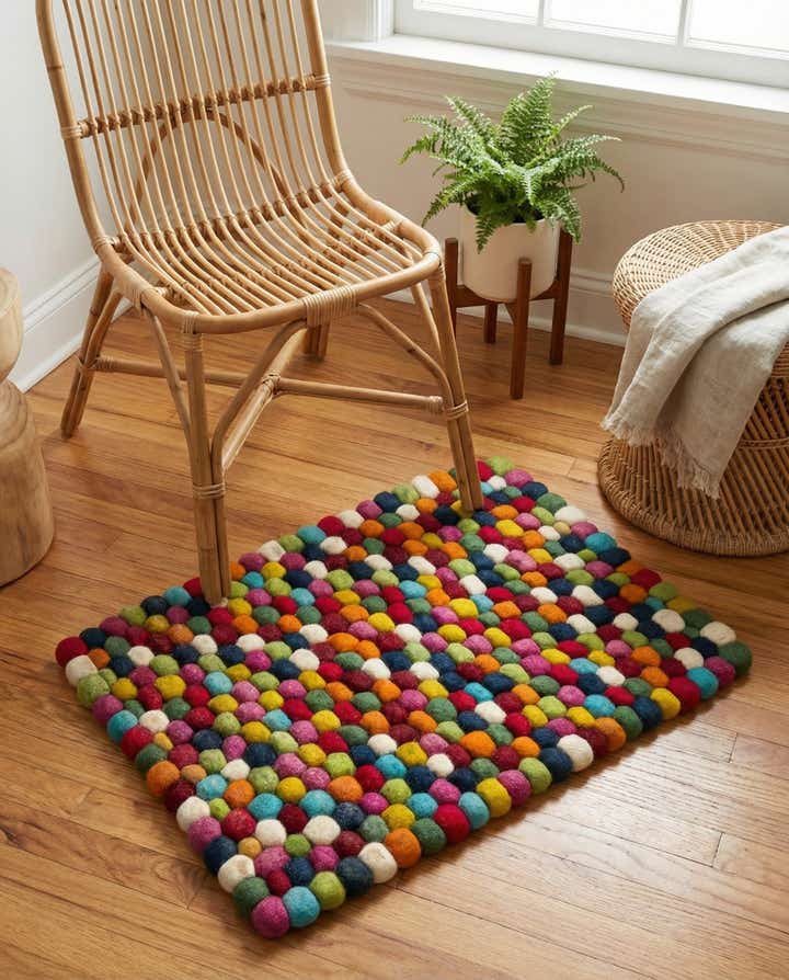 2' 2 x 3' 1 Felt Ball Wool Rug
