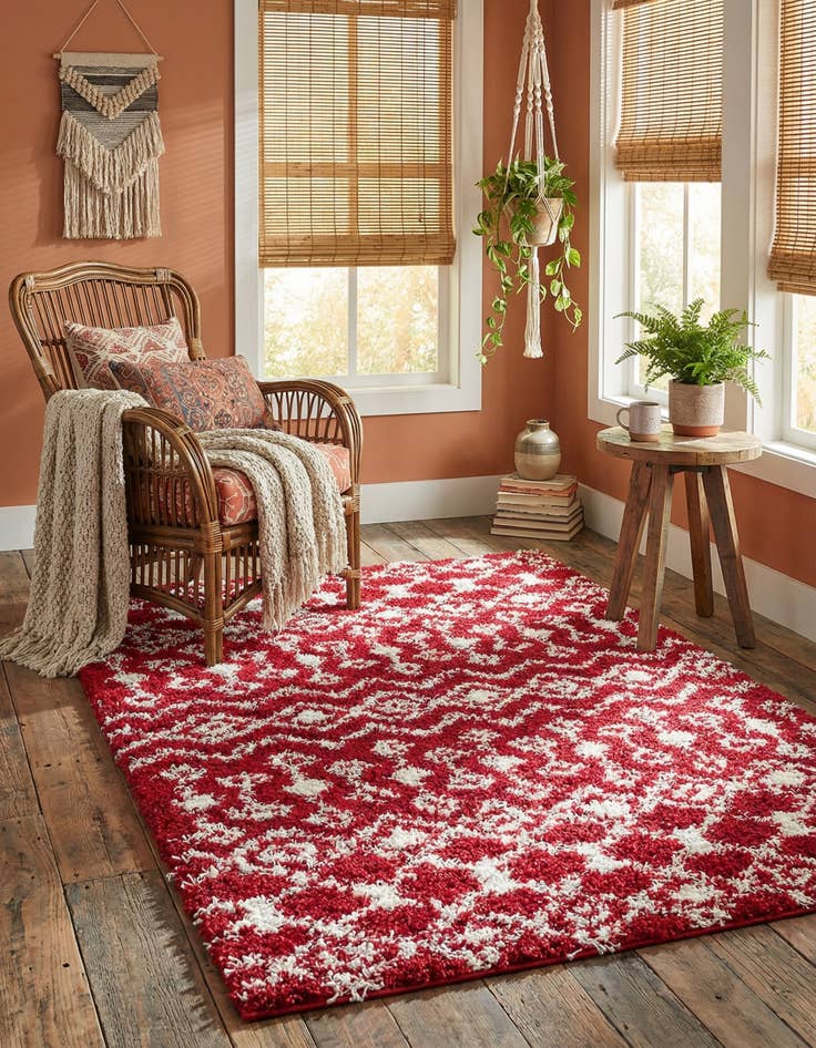 Detail image of 4' x 6' Moroccan Trellis Shag Rug