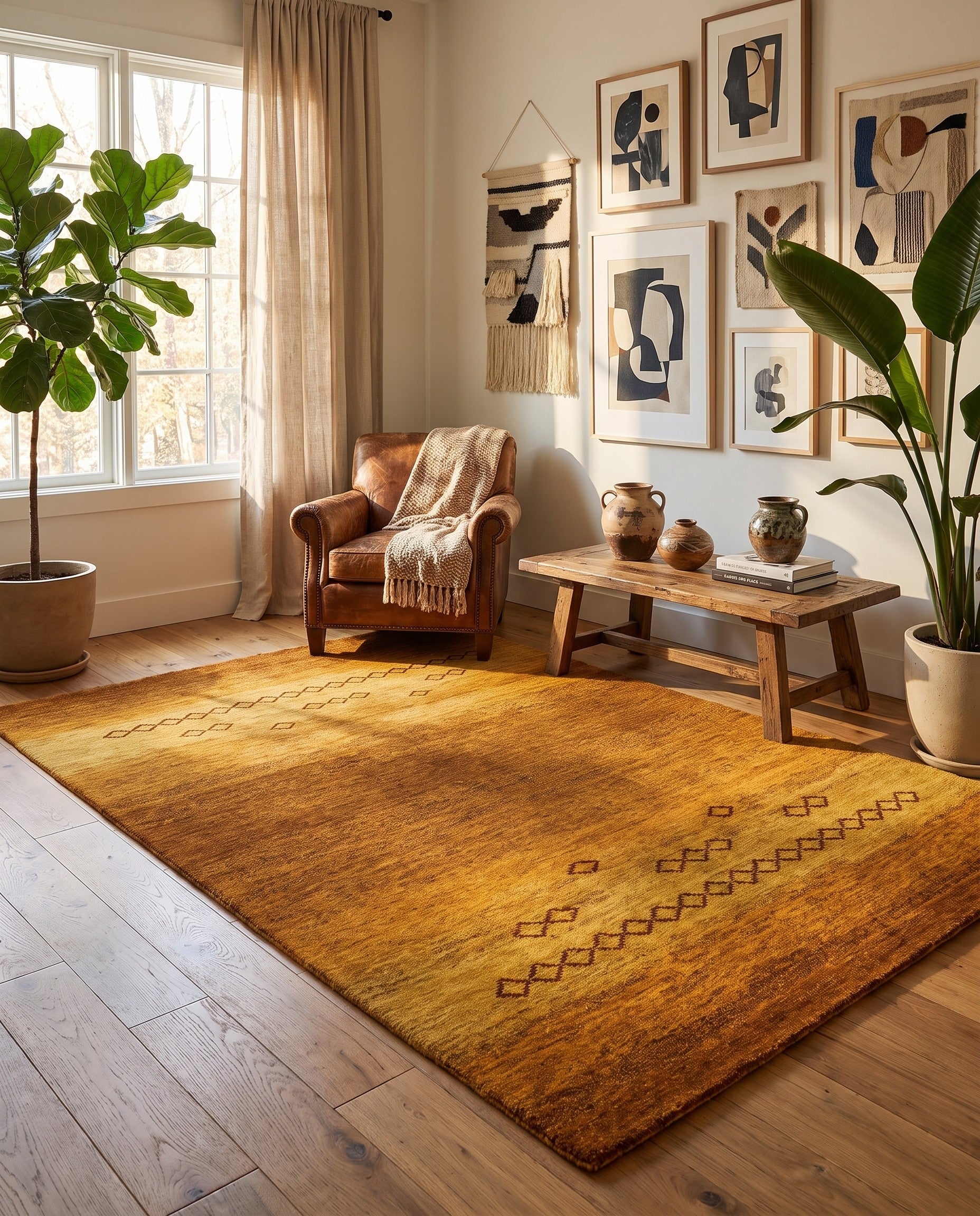 4' 8 x 6' 7 Hand Knotted Gabbeh Wool Rug