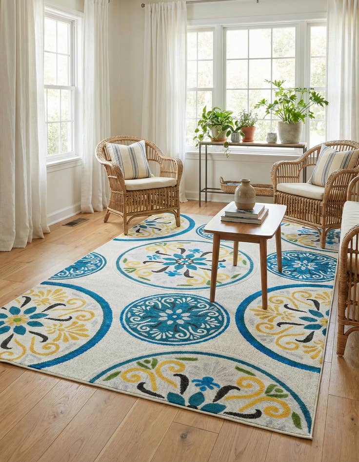 Detail image of 5' x 8' Washable Modern Indoor / Outdoor Rug