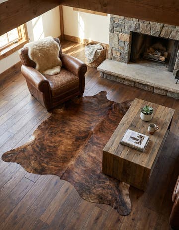 4' 4 x 4' 10 Cowhide Leather Square Rug