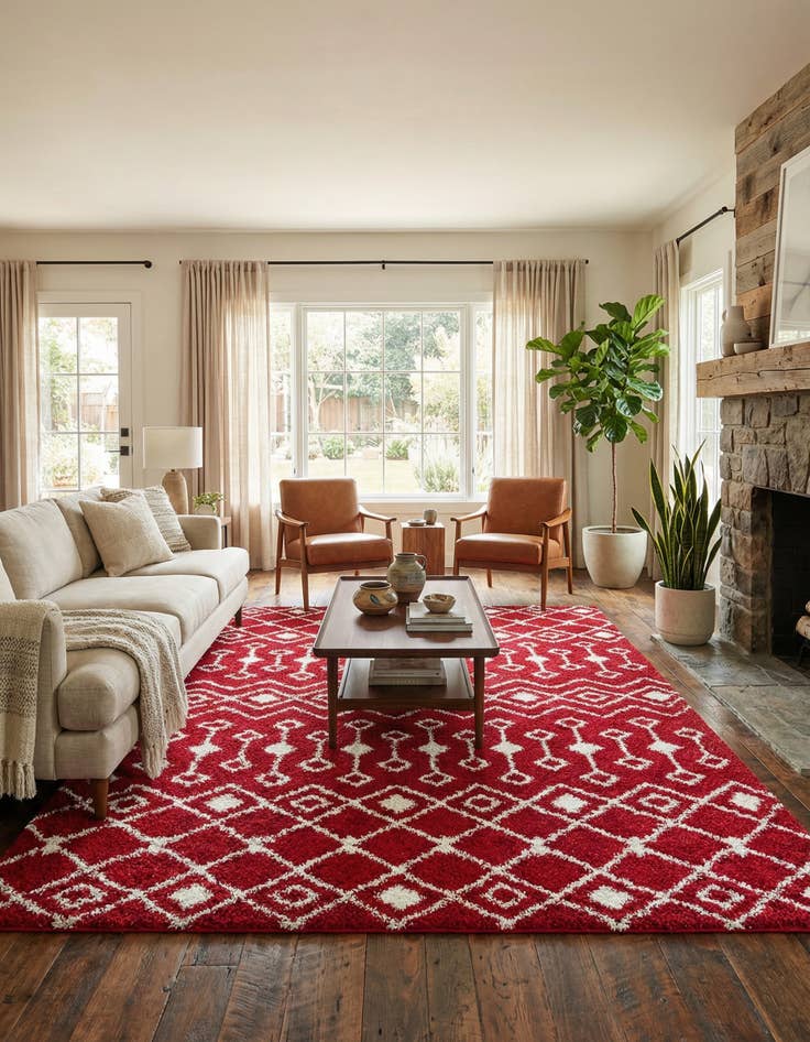 Detail image of 10' x 13' Moroccan Trellis Shag Rug