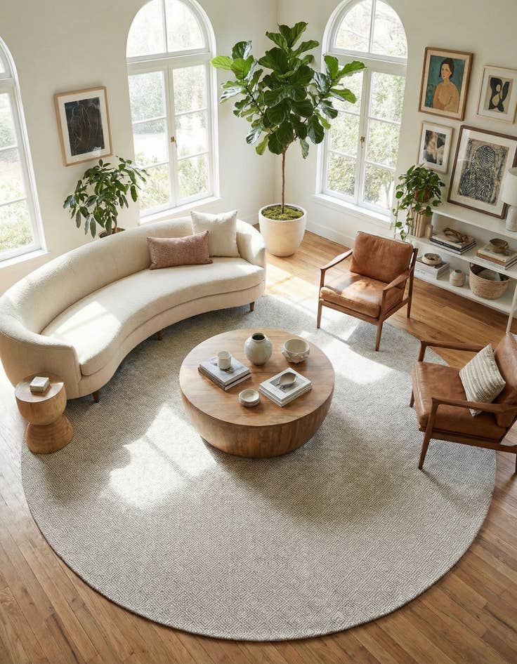 Detail image of 12' x 12' Geo Trellis Flatweave Round Rug