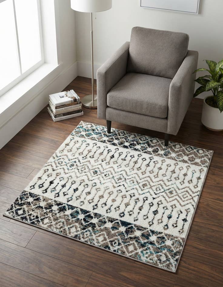 Detail image of 3' x 3' Moroccan Trellis Square Rug