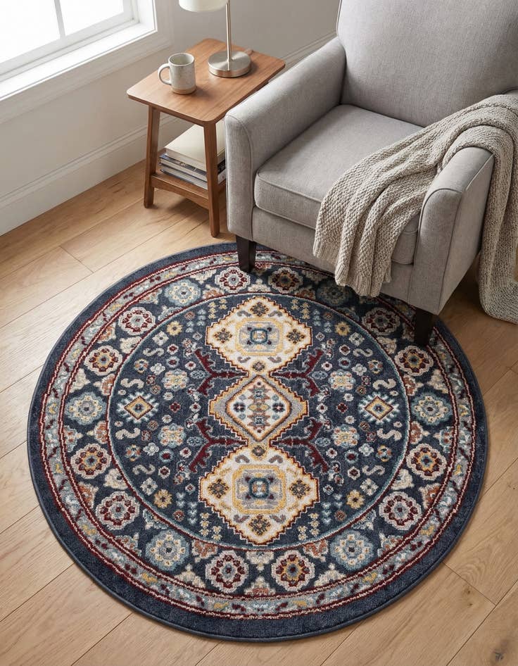 Detail image of 3' 3 x 3' 3 Kamala Washable Round Rug
