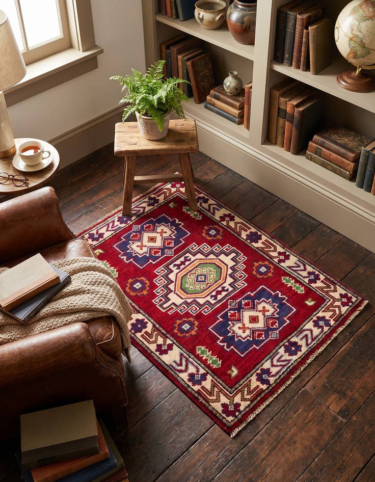 Detail image of 2' 1 x 2' 11 Hand Knotted Kazak Rug