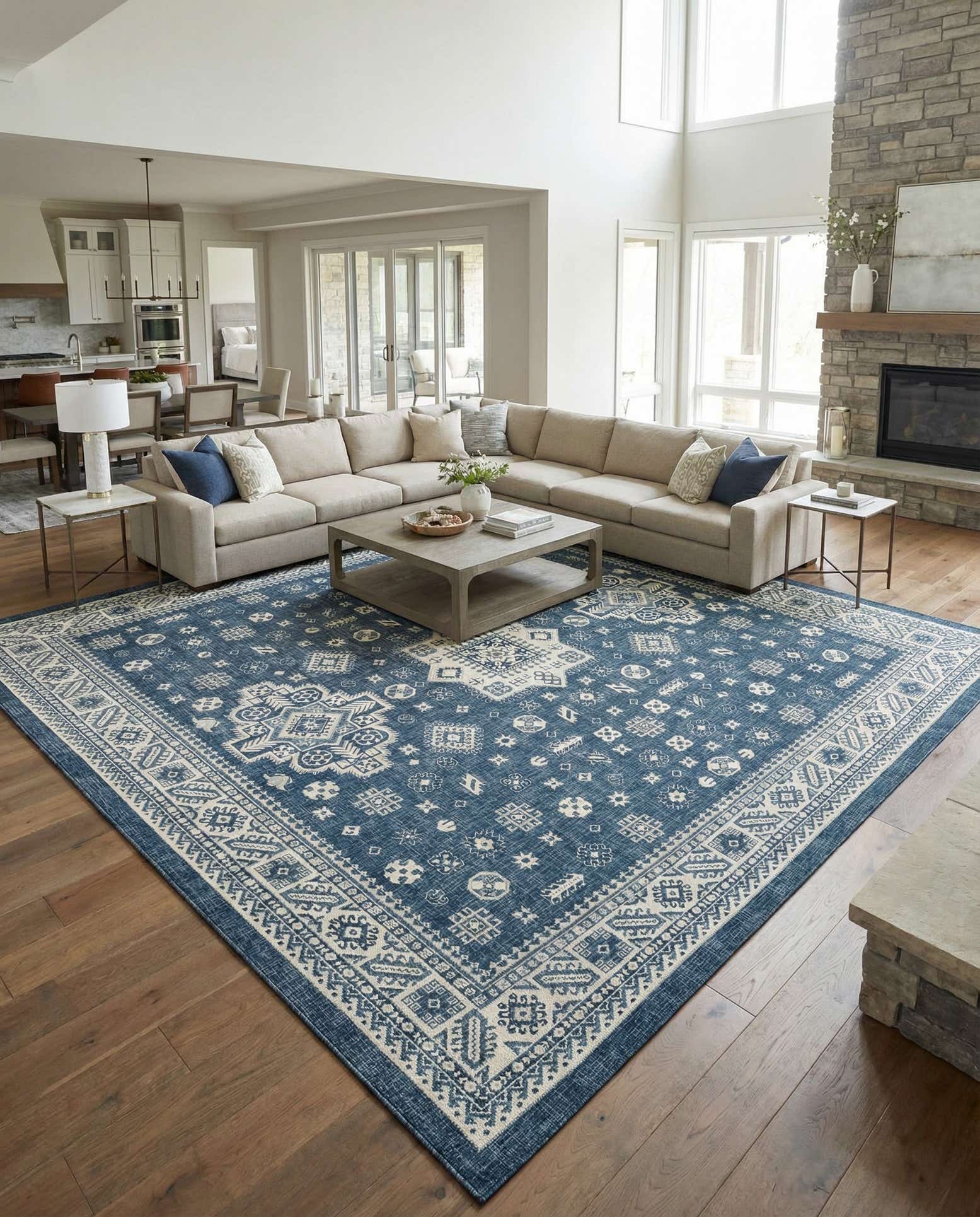 13' x 13' Easy-Clean Aztec Indoor / Outdoor Square Rug