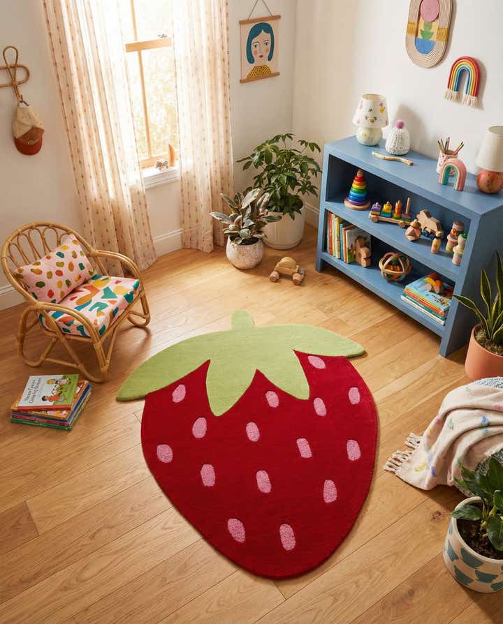 4' 6 x 5' 3 Happy Rugs Strawberry Wool Square