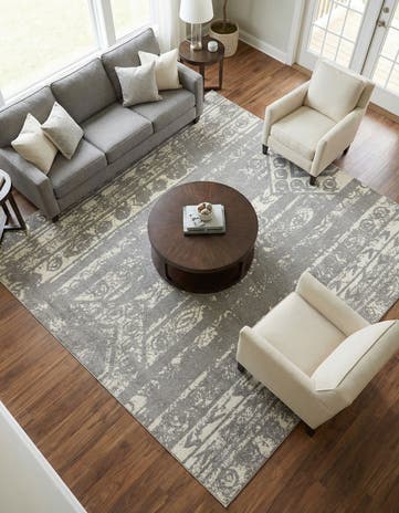 Gray and Ivory Lennon Square Rug