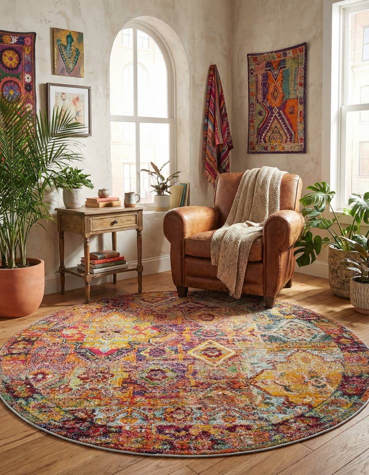 Detail image of 6' x 6'  Washable Alta Round Rug