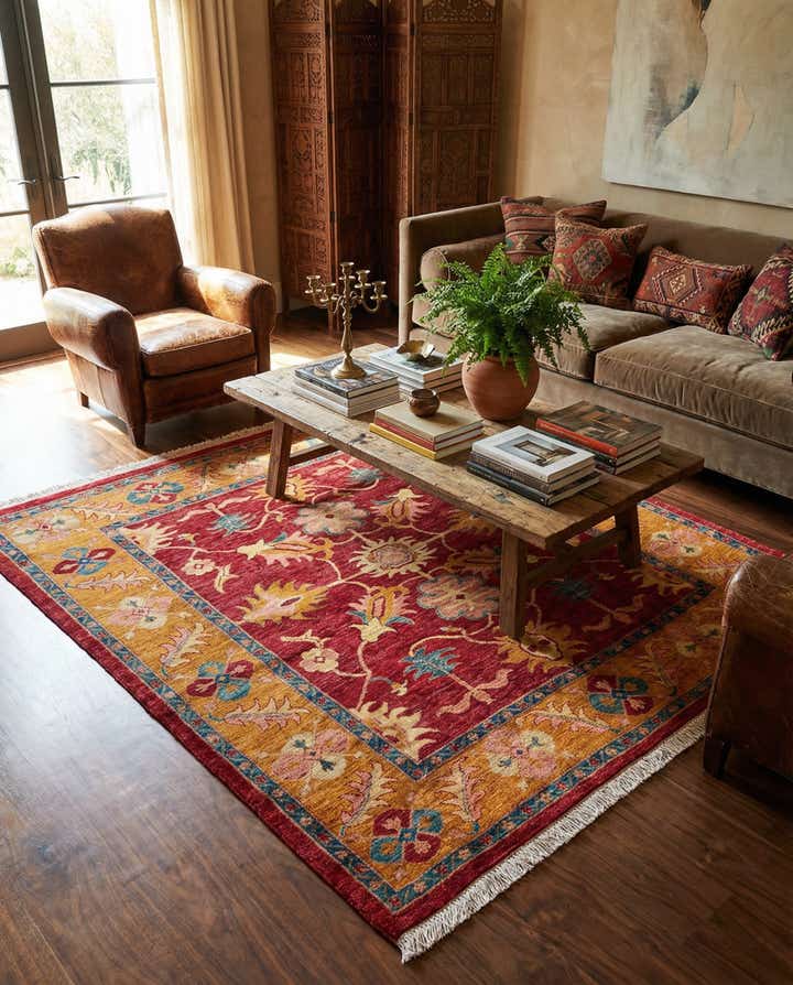 6' 1 x 6' 6 Hand Knotted Ziegler Wool Square Rug