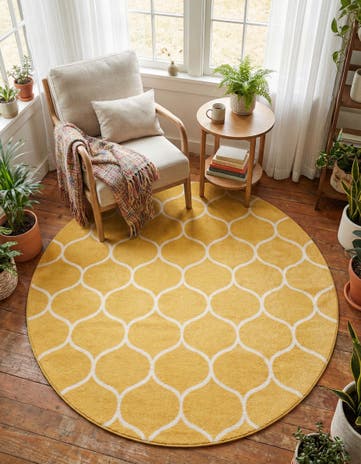 6' x 6' Lattice Frieze Round Rug