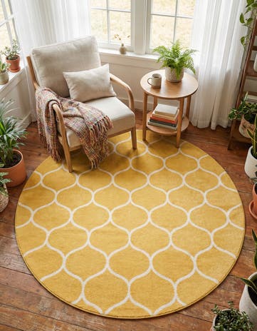 6' x 6' Lattice Frieze Round Rug