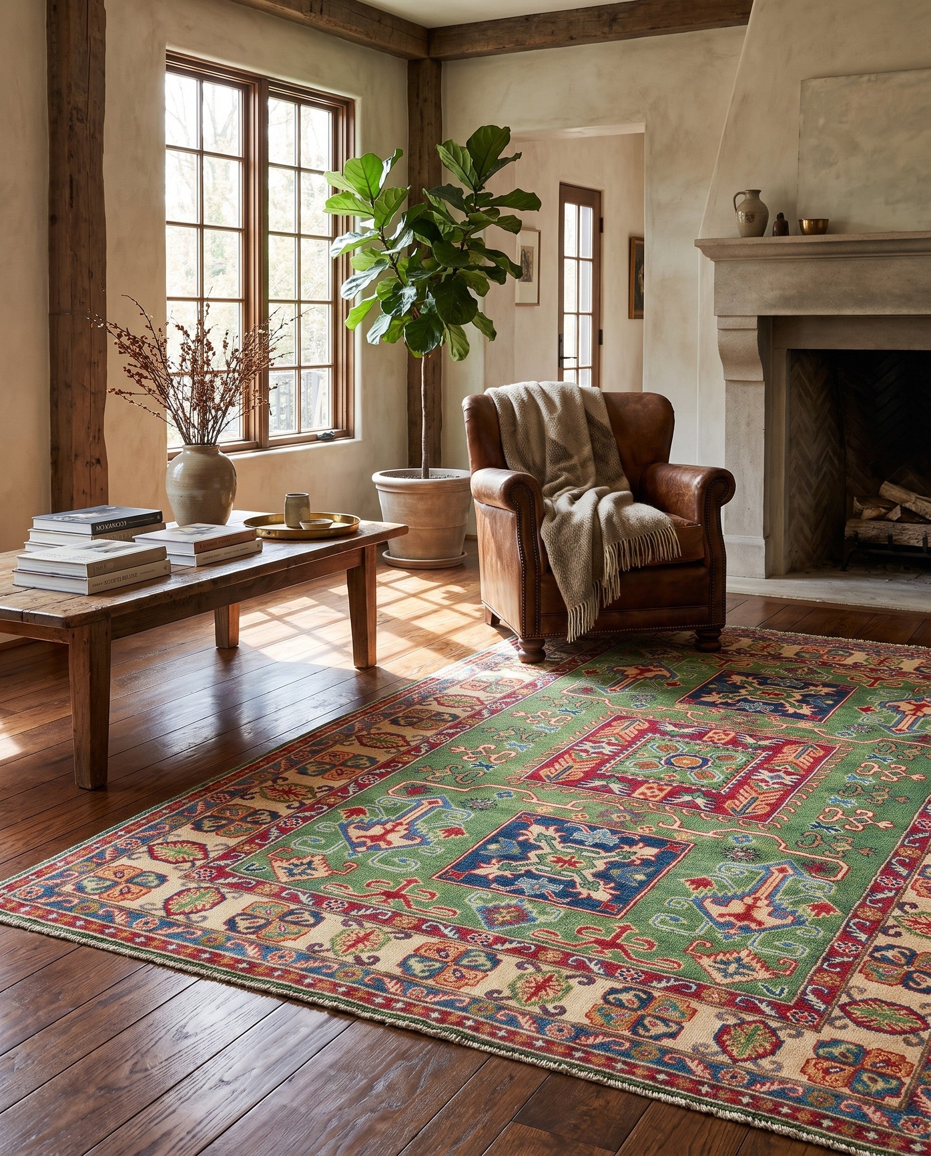 Detail image 3 of 10: 4' 11 x 6' 10 Hand Knotted Kazak Rug