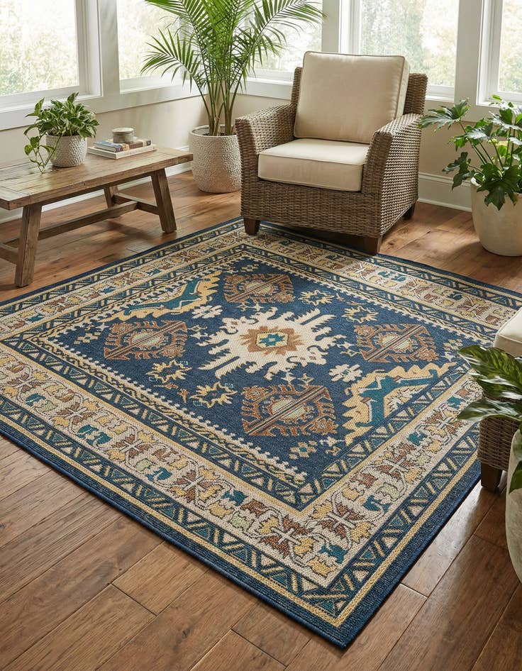 Detail image of 7' 10 x 7' 10  Washable Baja Indoor / Outdoor Square Rug