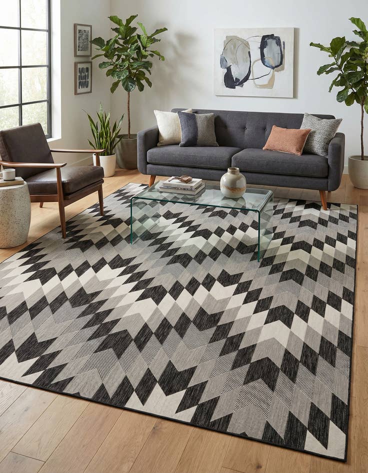 Detail image of 10' x 14'  Washable Modern Indoor / Outdoor Rug