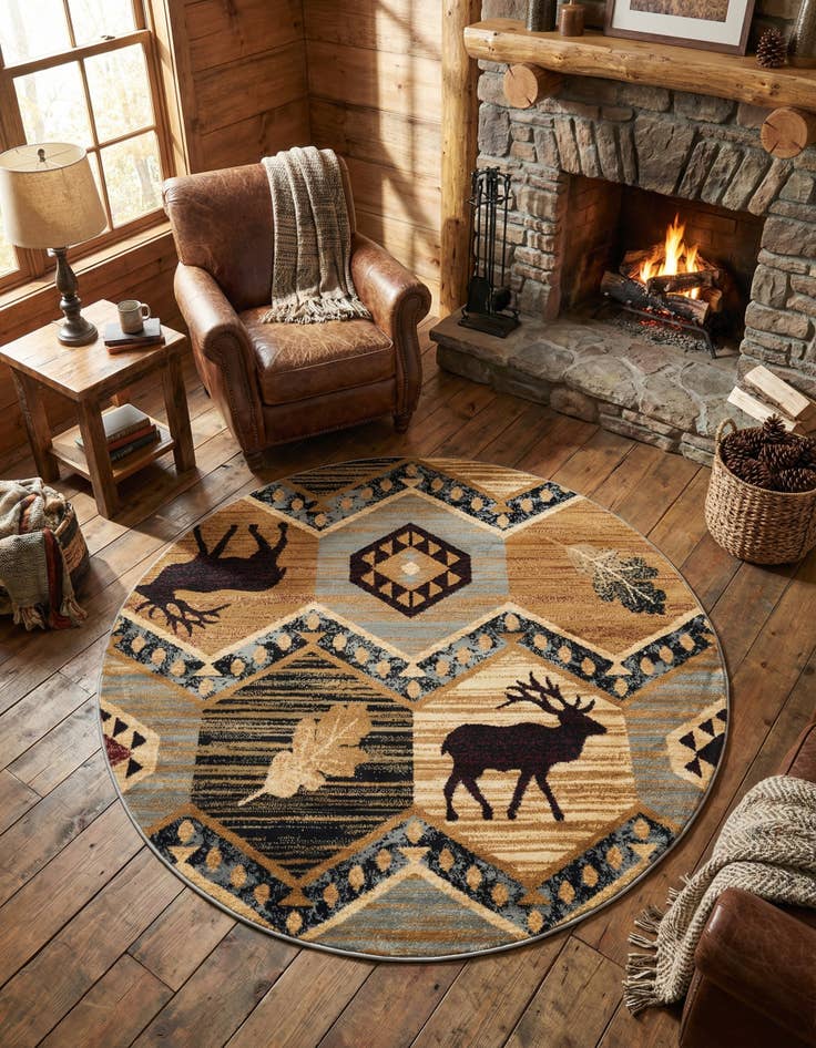 Detail image of 5' 3 x 5' 3 Pioneer Round Rug