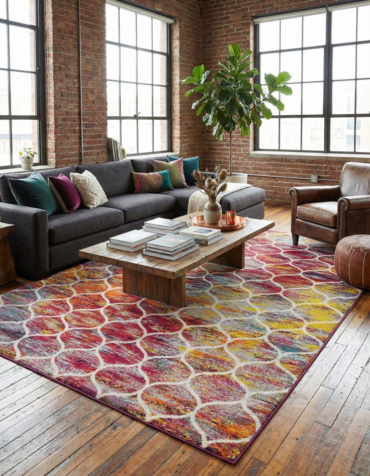 Detail image of 10' x 14' Lattice Frieze Rug