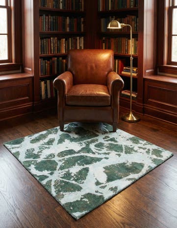 3' 9 x 3' 10 Hand Knotted Ultra Vintage Persian Wool Square Rug