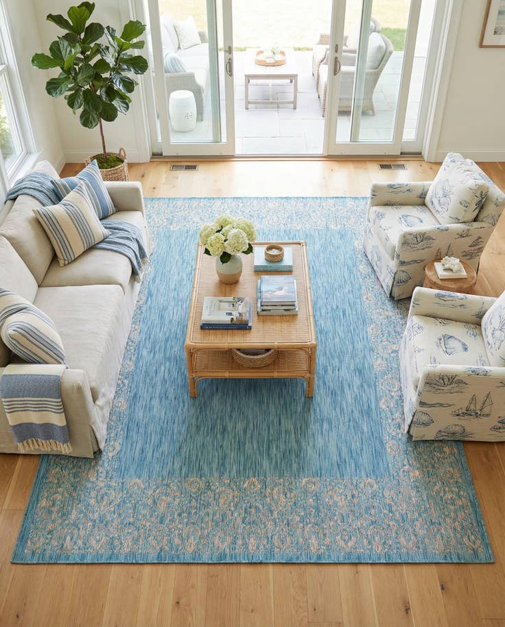 Detail image of 9' x 12' Easy-Clean Border Indoor / Outdoor Rug
