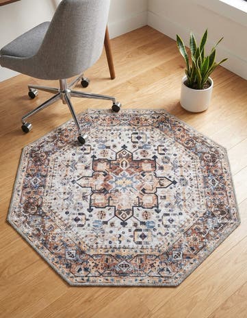 3' 3 x 3' 3 Washable Yara Octagon Rug