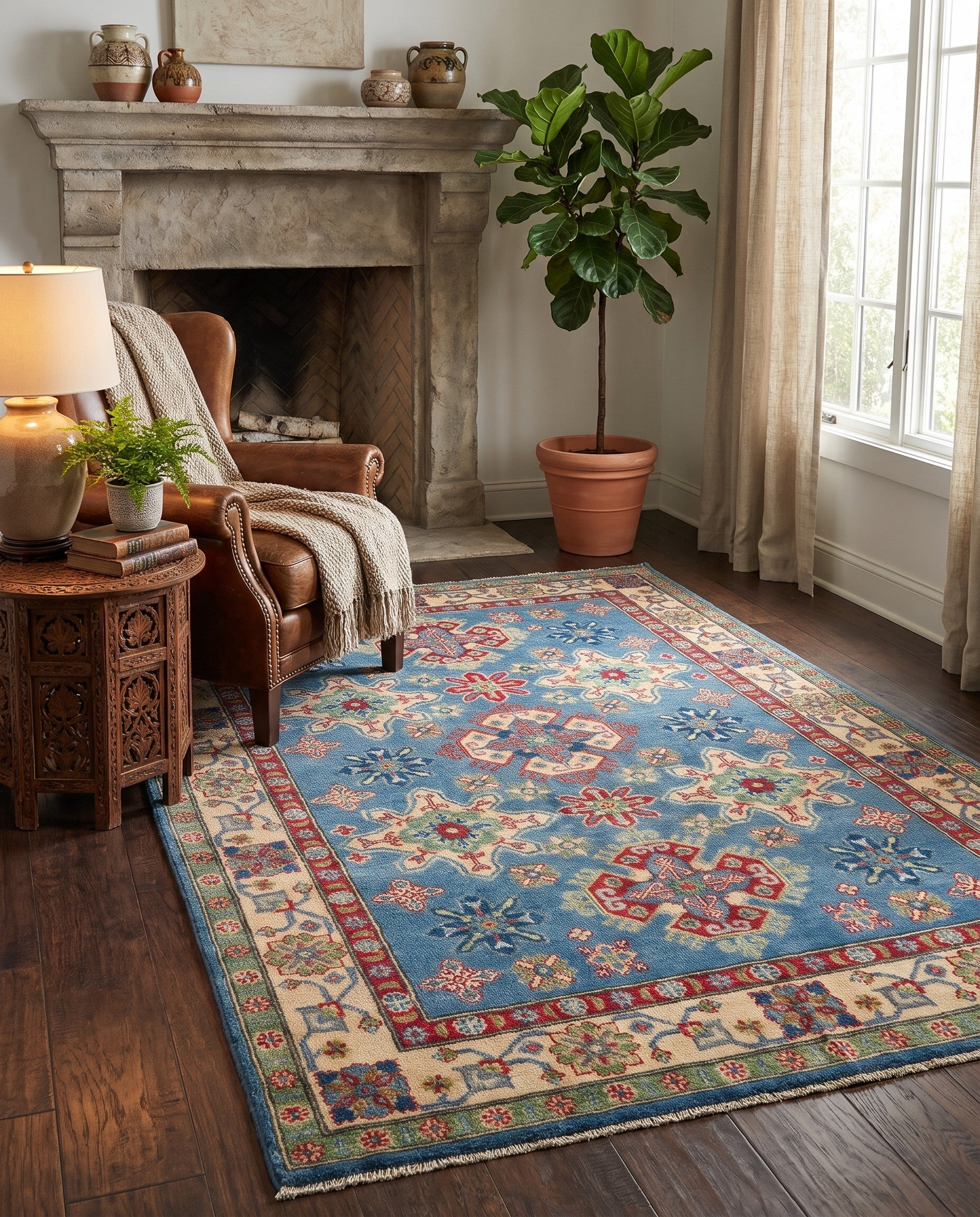 4' 10 x 6' 11 Hand Knotted Kazak Rug