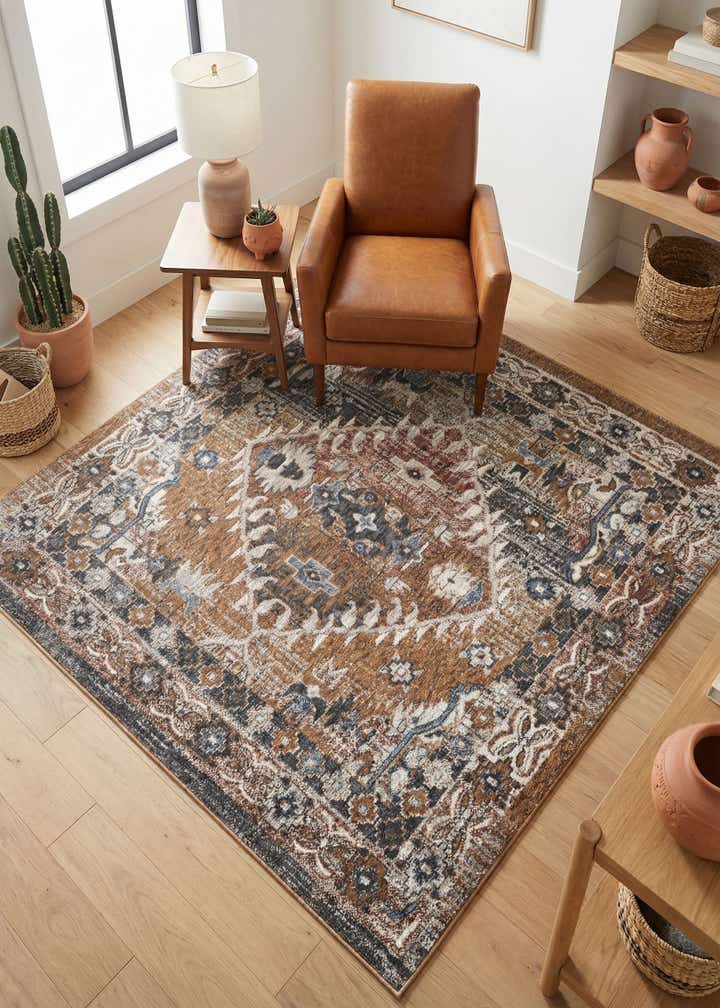 5' 3 x 5' 3 Eco Southwestern Square Rug