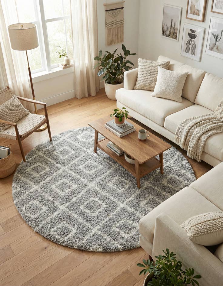 Detail image of 6' x 6' Trellis Shag Round Rug