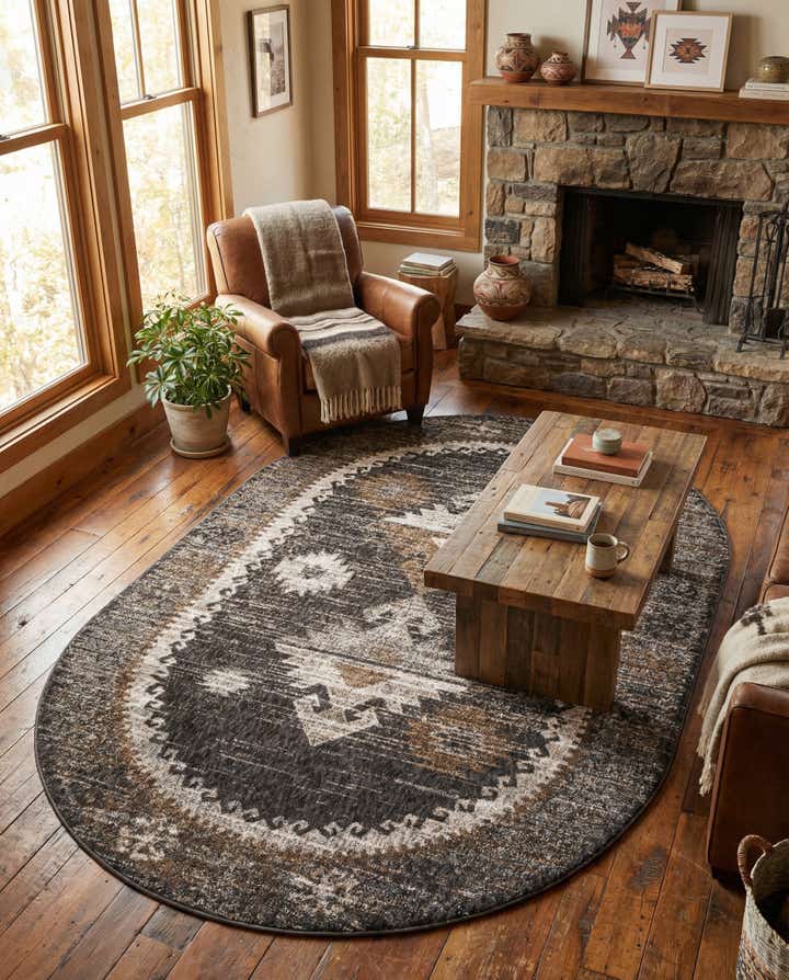 5' 3 x 8' Eco Southwestern Oval Rug