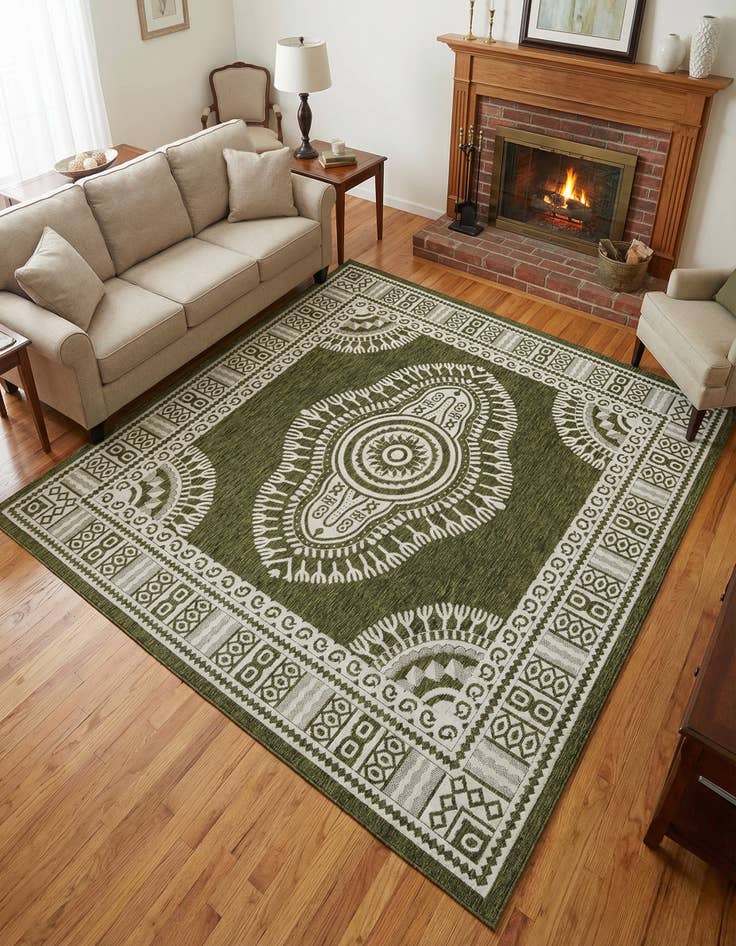 Detail image of 10' x 10'  Washable Traditional Indoor / Outdoor Square Rug