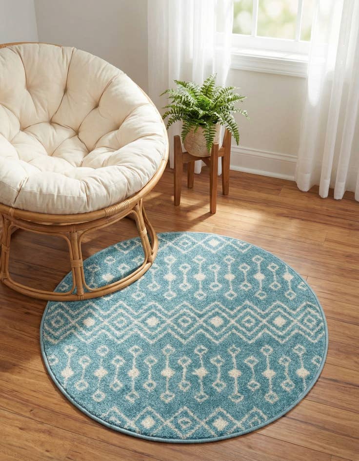 Detail image of 3' 3 x 3' 3 Moroccan Trellis Round Rug