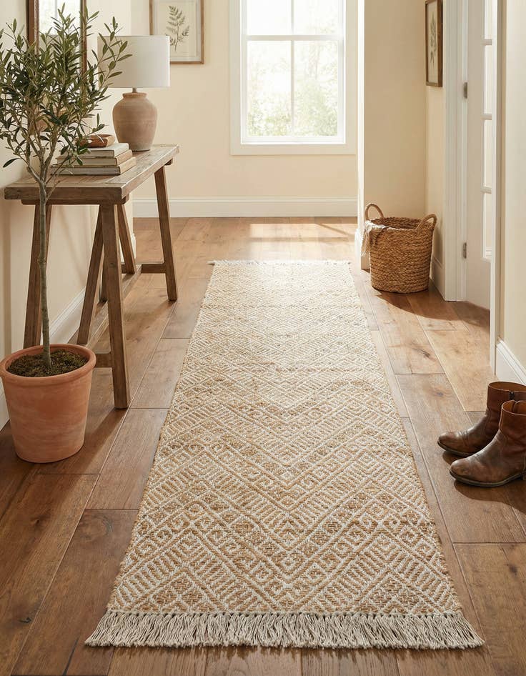 Detail image of 2' x 8'  Hand Braided Jute Runner Rug