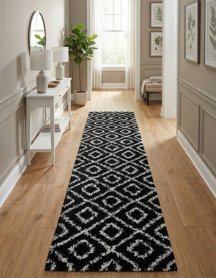 Detail image of 2' 7 x 10' Trellis Shag Runner Rug