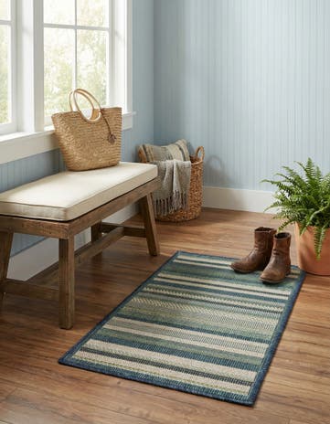 Blue Easy-Clean Baja Indoor / Outdoor Rug