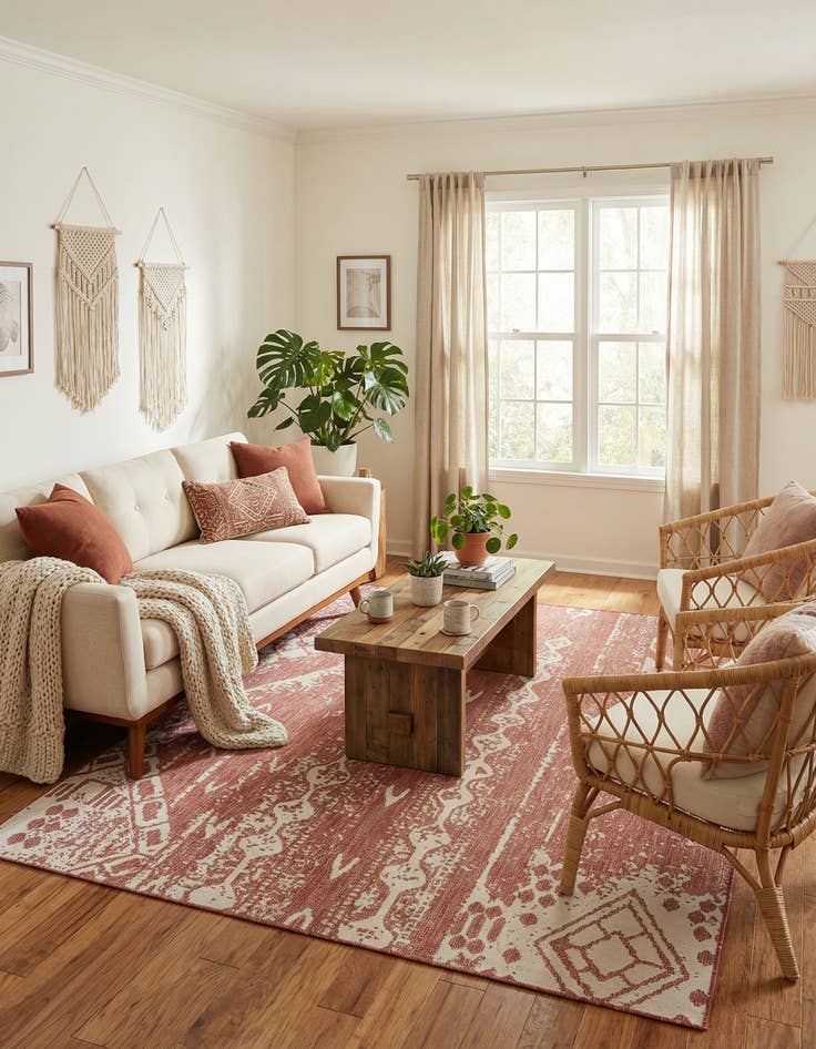 Detail image of 7' 10 x 10' Washable Bohemian Indoor / Outdoor Rug