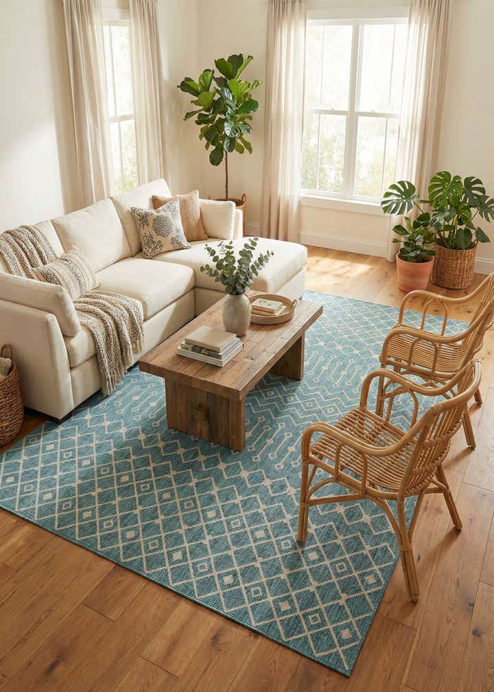 10' x 14' Easy-Clean Trellis Indoor / Outdoor Rug
