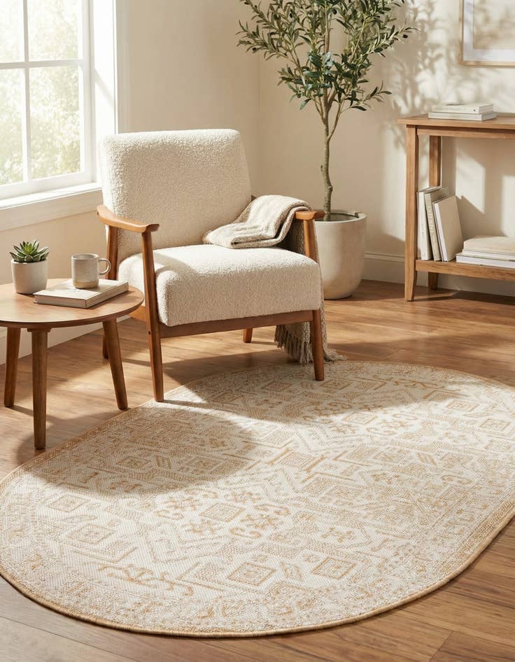 Detail image of 3' x 5' 3 Washable Aztec Indoor / Outdoor Oval Rug