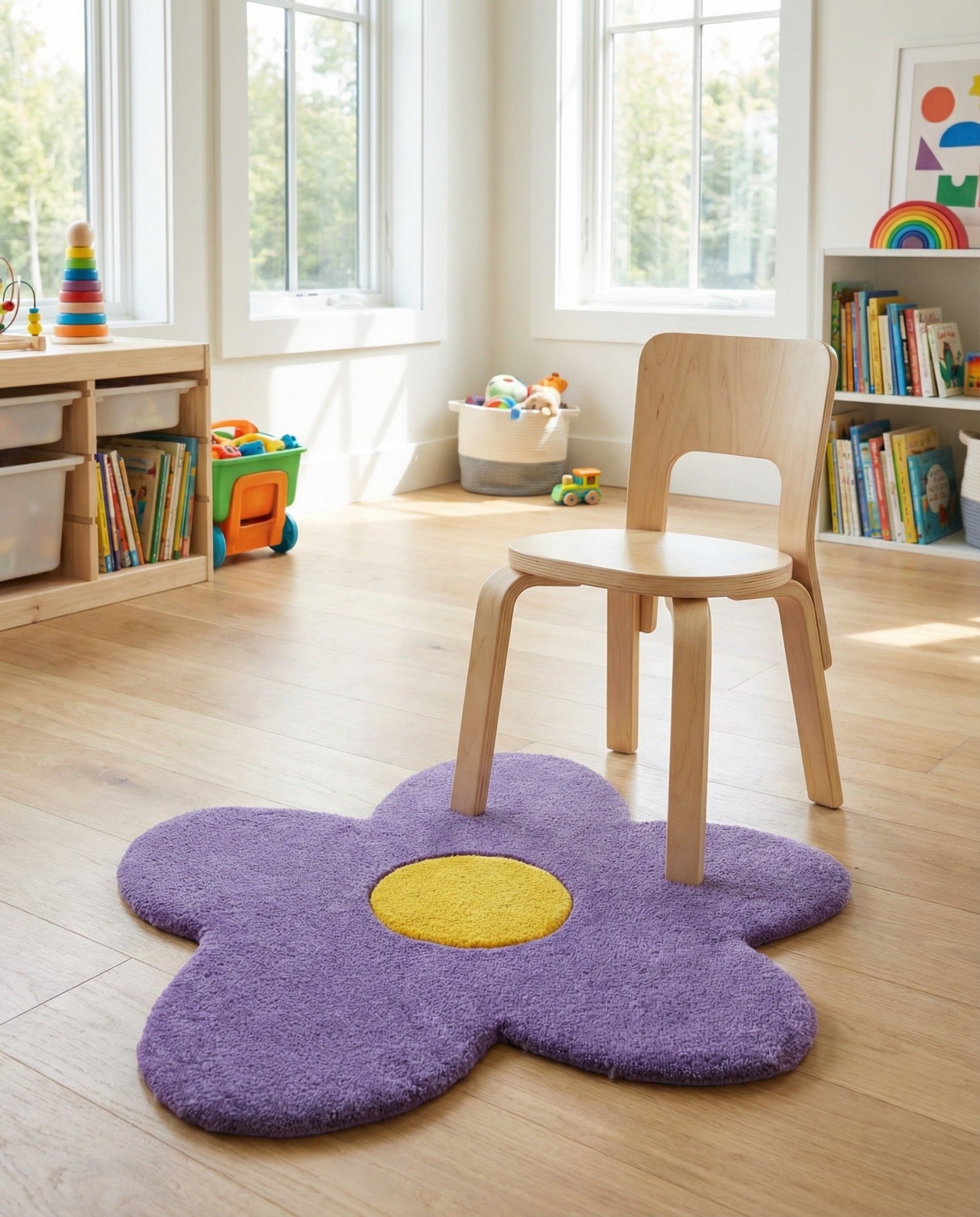 2' 2 x 2' 2 Happy Rugs Funky Flower Wool Round