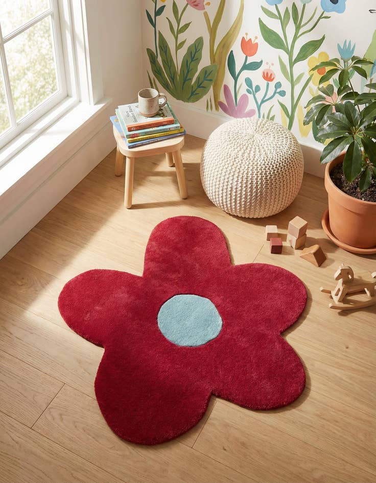 Detail image of 3' 1 x 3' 1 Happy Rugs Funky Flower Wool Round