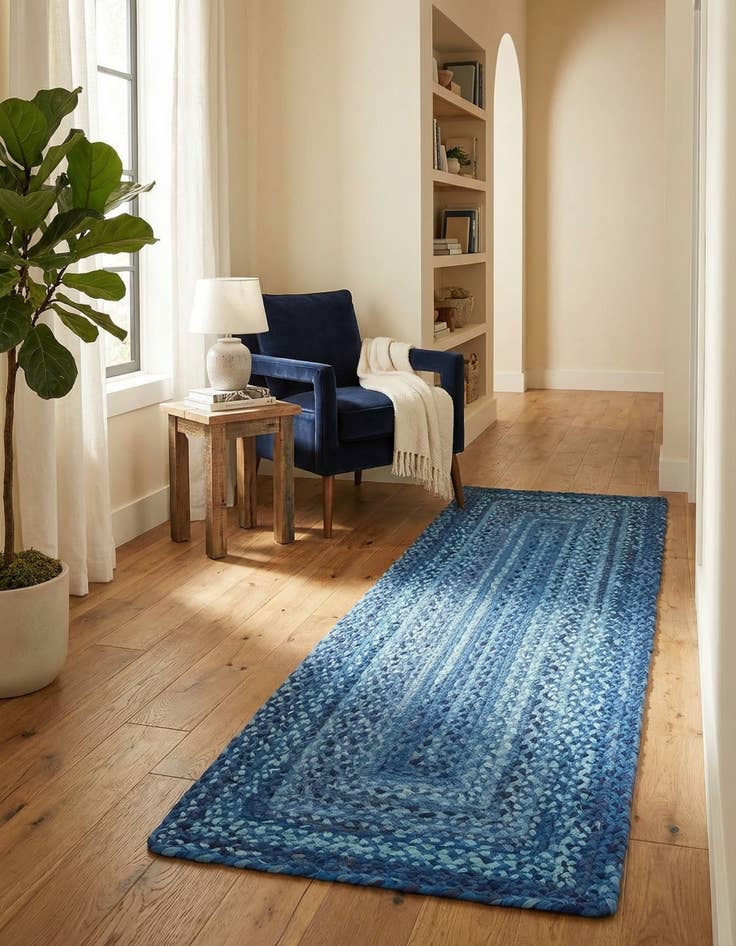 Detail image of 2' 6 x 6' 1 Handmade Braided Chindi Runner Rug