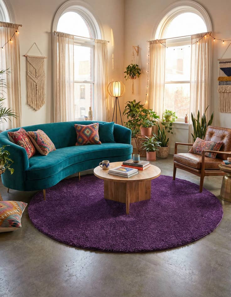 Detail image of  7' 10 x 7' 10 Solid Frieze Round Rug