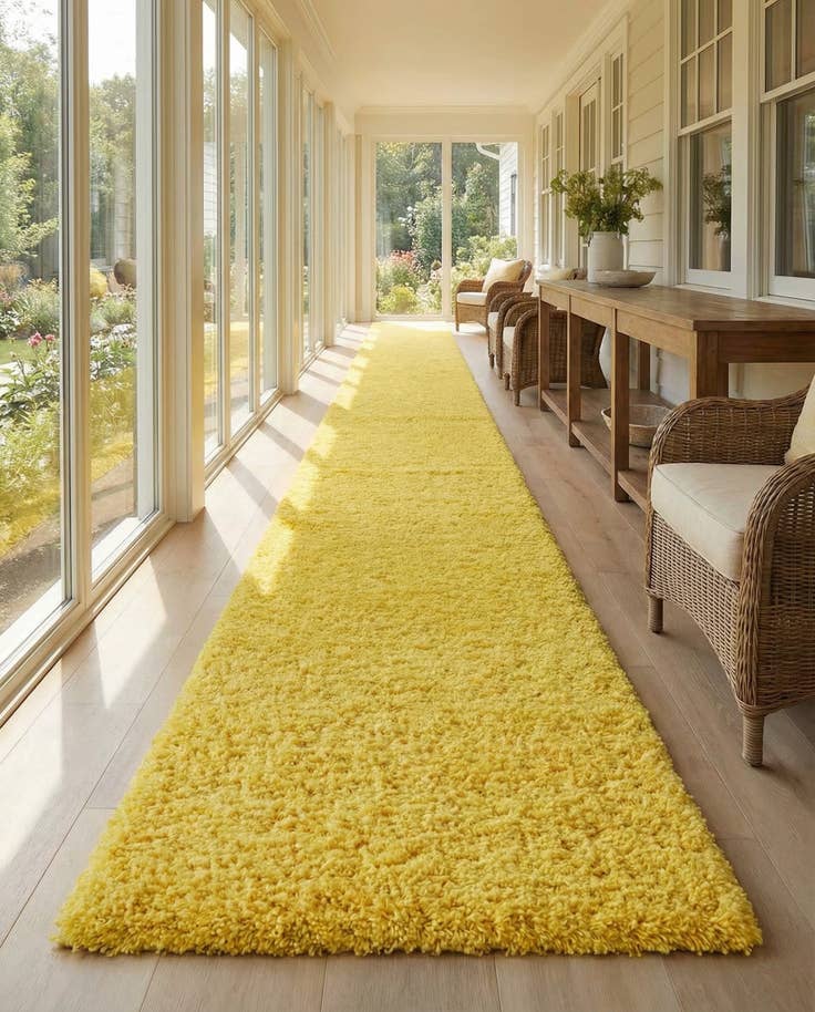 Detail image of 2' 7 x 19' 8 Solid Shag Runner Rug