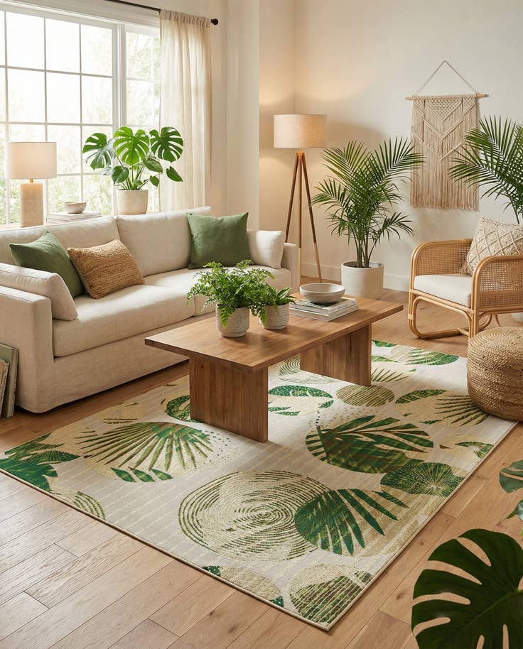 Detail image of 5' x 7' Easy-Clean Botanical Indoor / Outdoor Rug