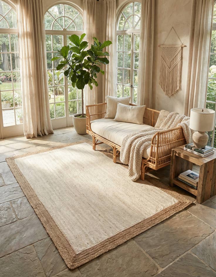 Detail image of 6' 1 x 9' Handmade Braided Jute Rug