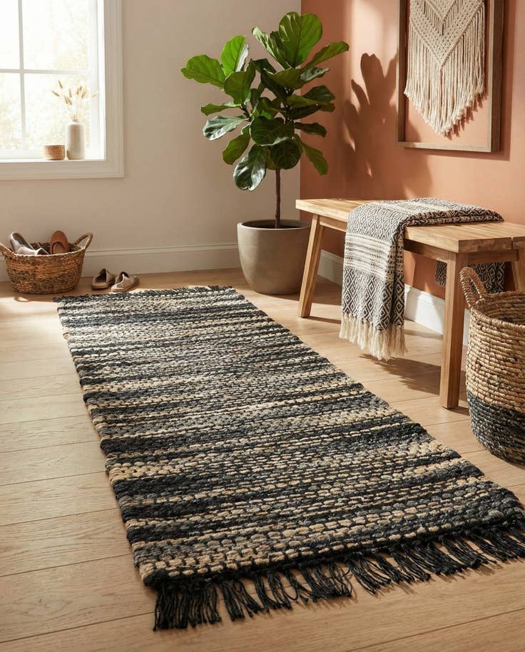 Detail image of 2' x 5' 1 Hand Woven Chunky Jute Runner Rug